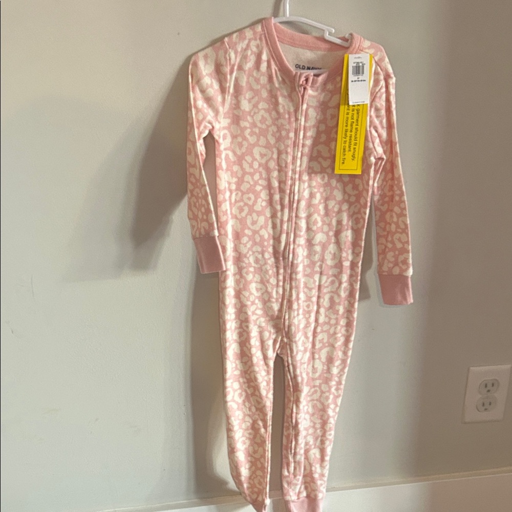 Old Navy Pink Animal Print Kids Footie 3T